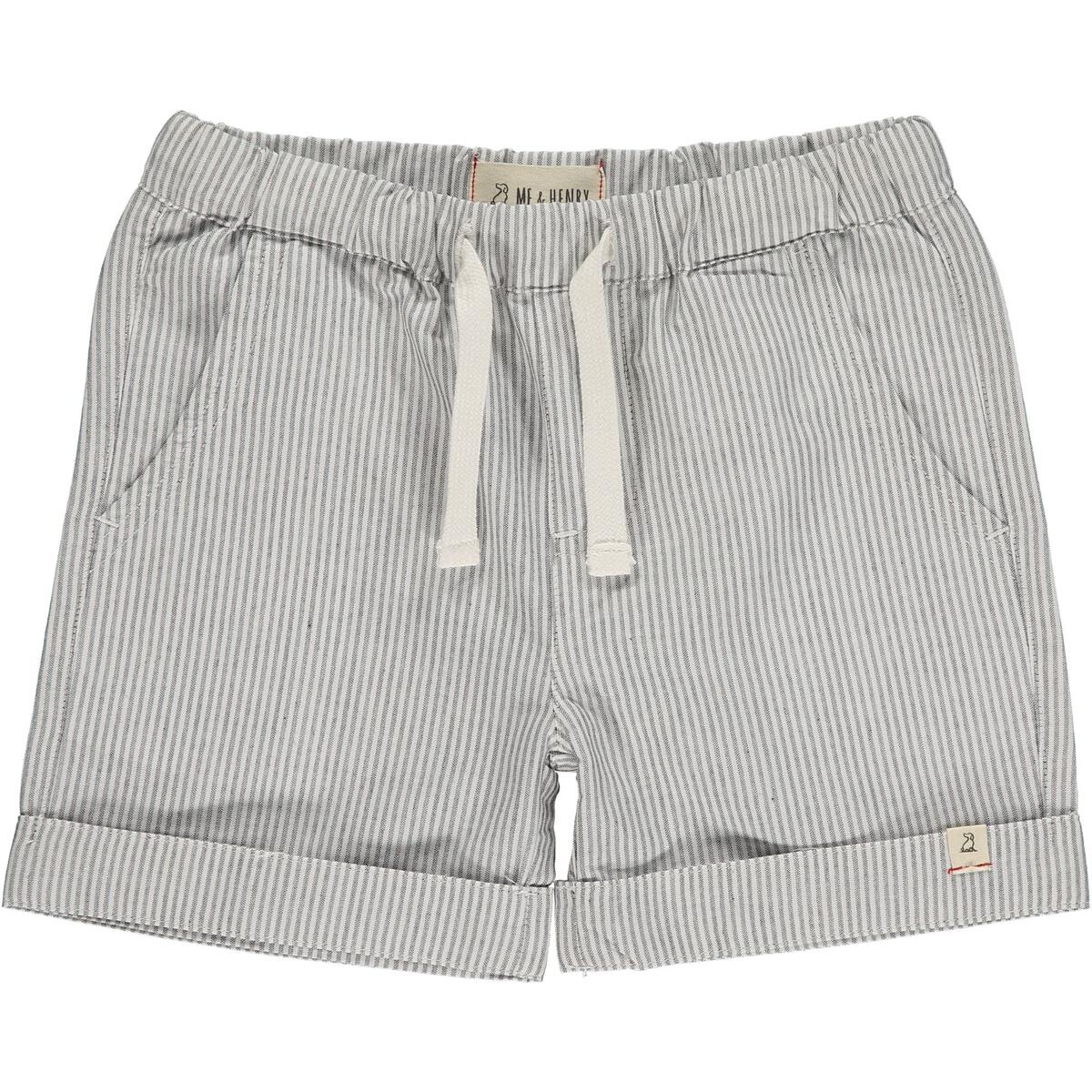 Striped Drawstring Shorts (Gray)