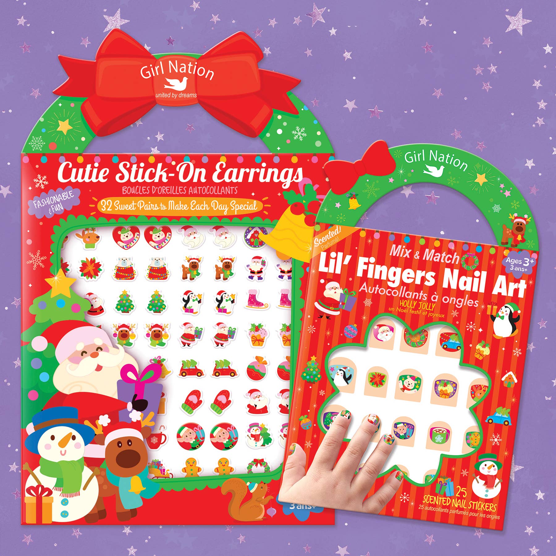 Holly Jolly Cutie | Stick-On Earring and Nail Sticker Gift Set