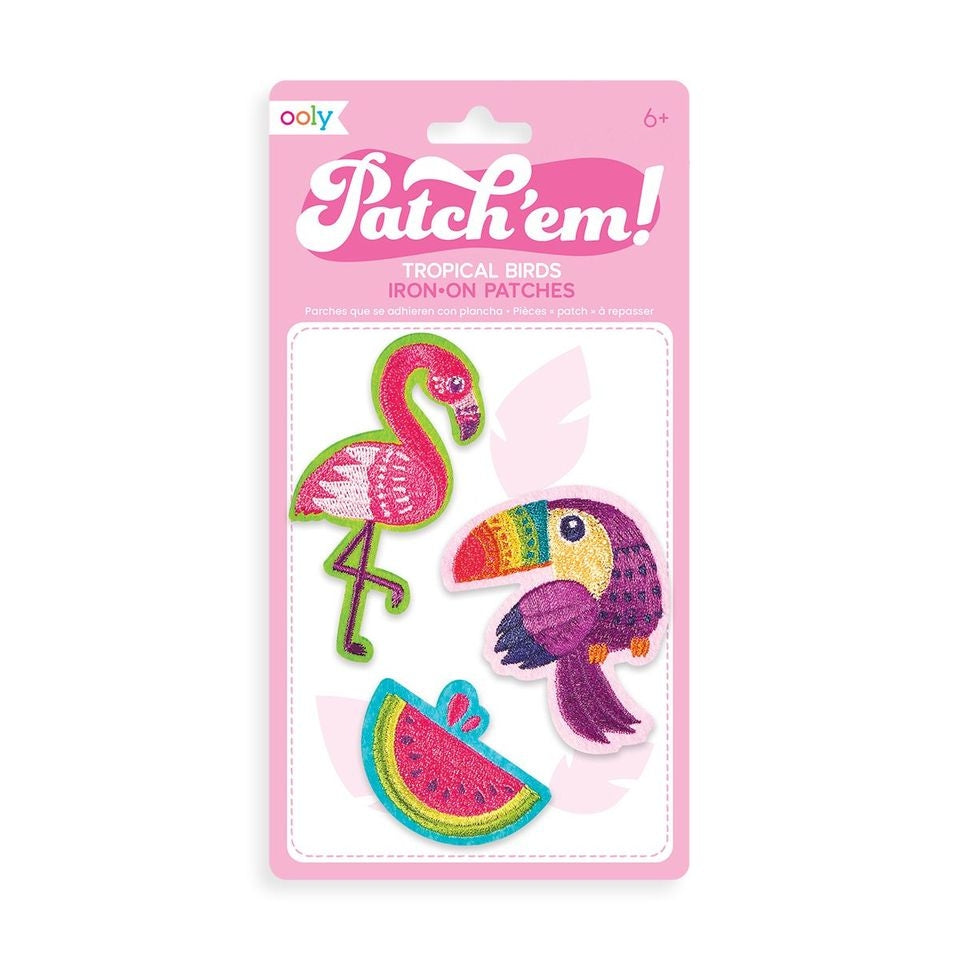 Patch 'em Iron-on Patches: Tropical Birds