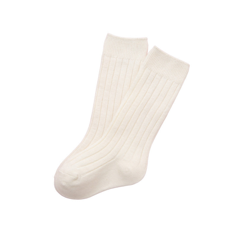 Ribbed Knee High Socks | Cream