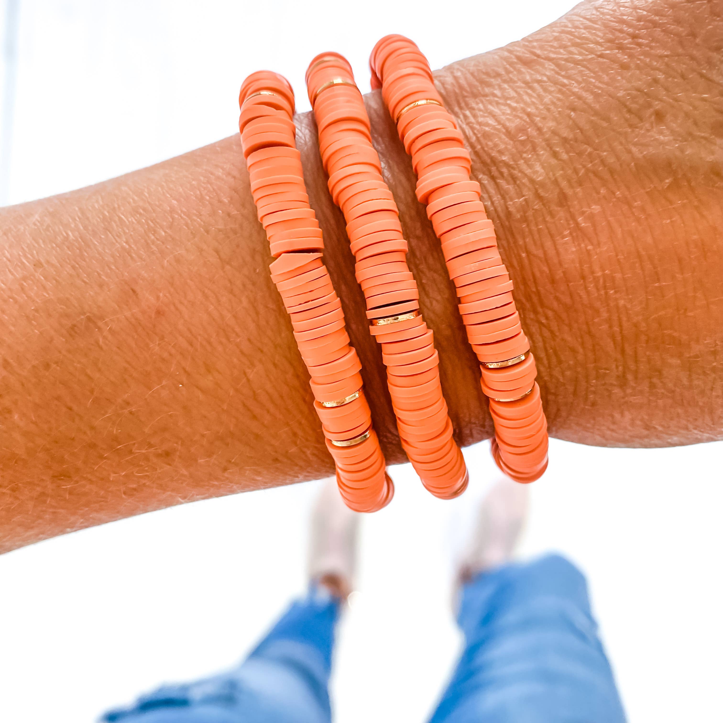 Orange Heishi Bracelet