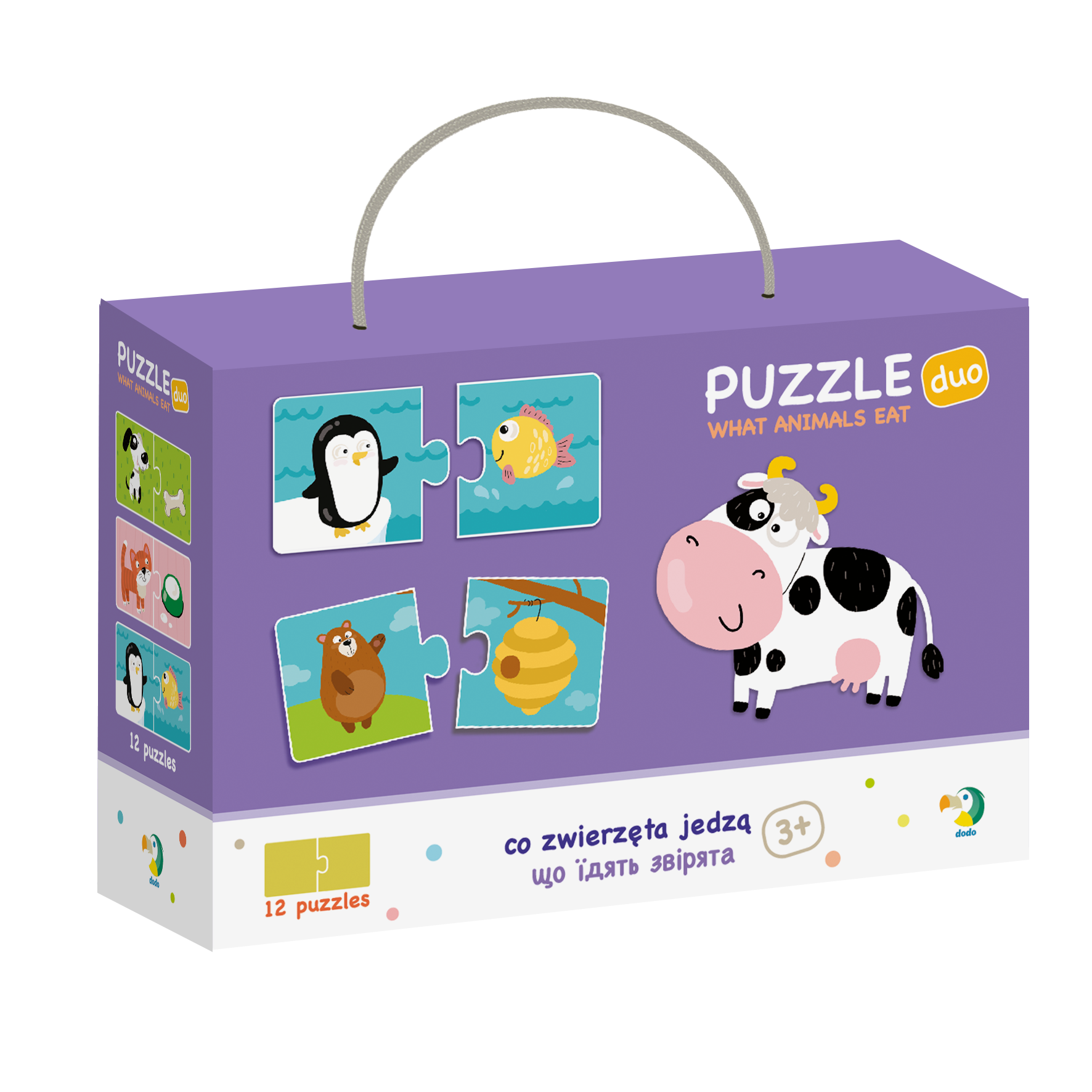 Jigsaw 2 Pieces Puzzle - What Animals Eat 12 Puzzles