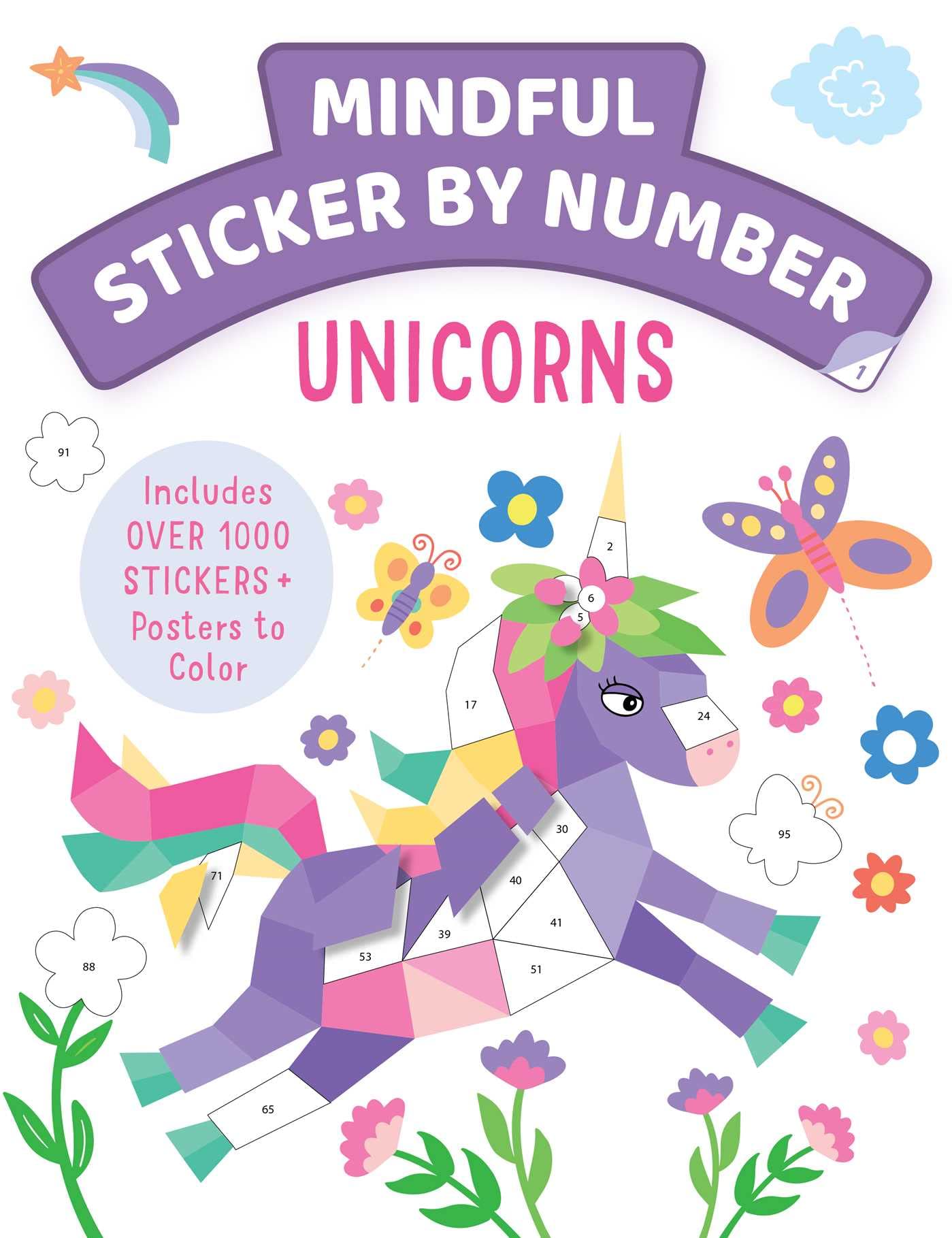 Mindful Sticker By Number: Unicorns