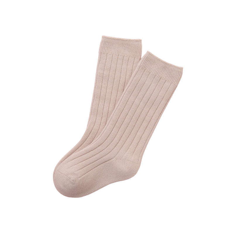 Ribbed Knee High Socks | Beige