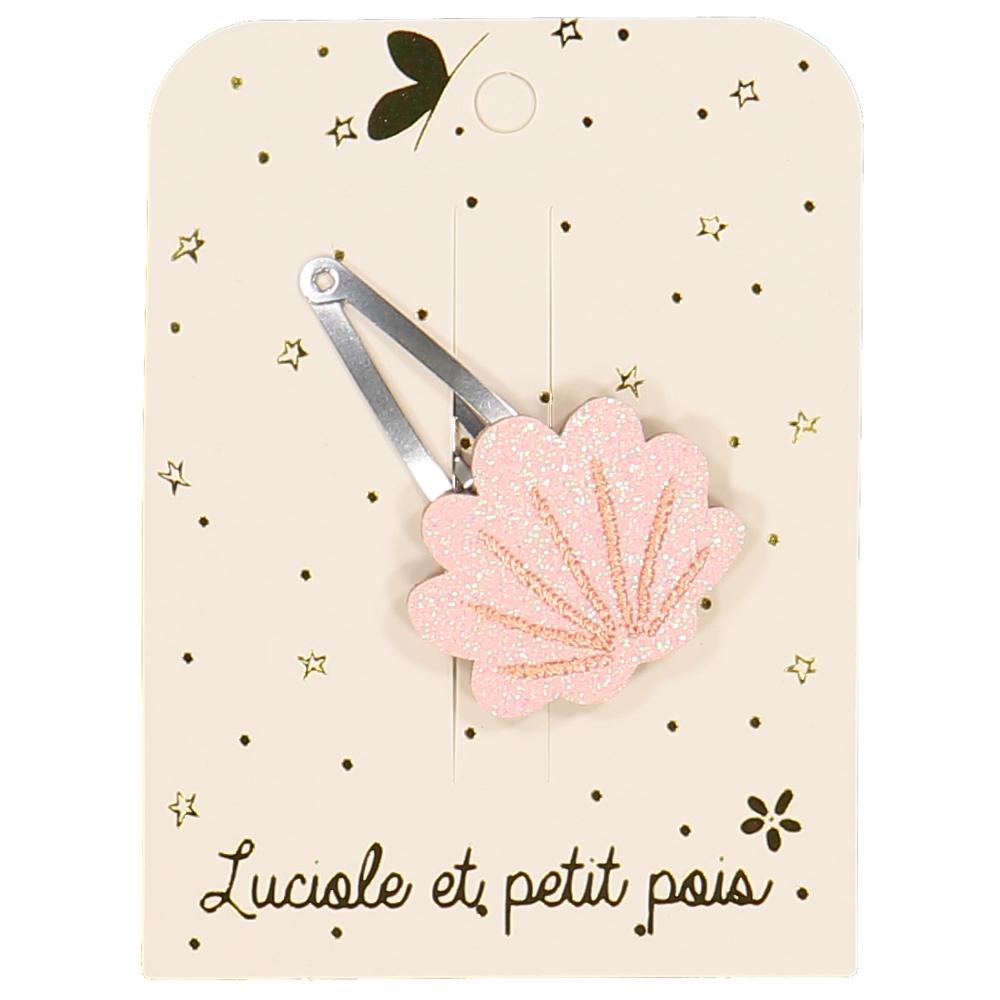 Seashell hair clip - Pink glitter