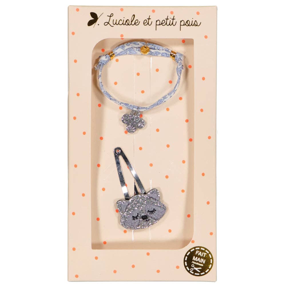 Clip & Bracelet Set | D'Anjo bleu & Raccon