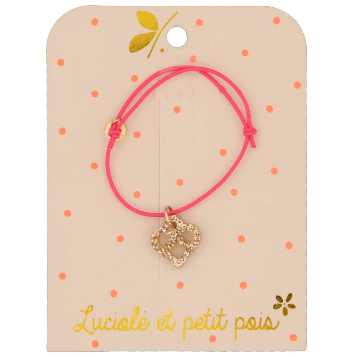 Elastic cord bracelet - Fuchsia pink (pretzel gold)