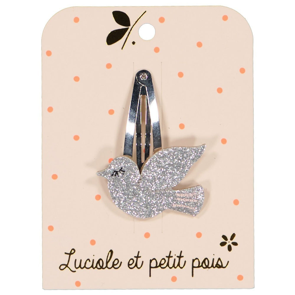 Dove Hair Clip - Silver Glitter