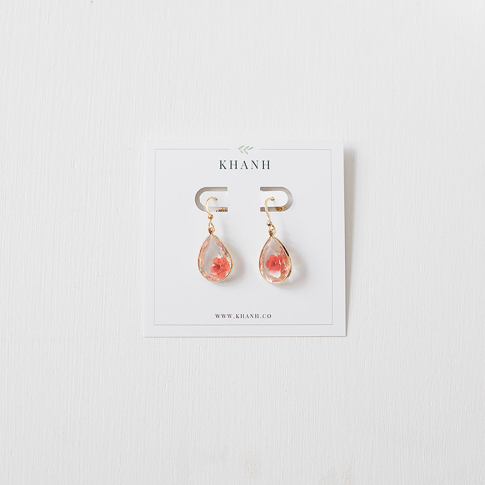 Resin Dried Flower Earrings | Red