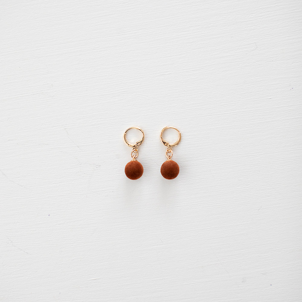 Rust Pompom Earrings