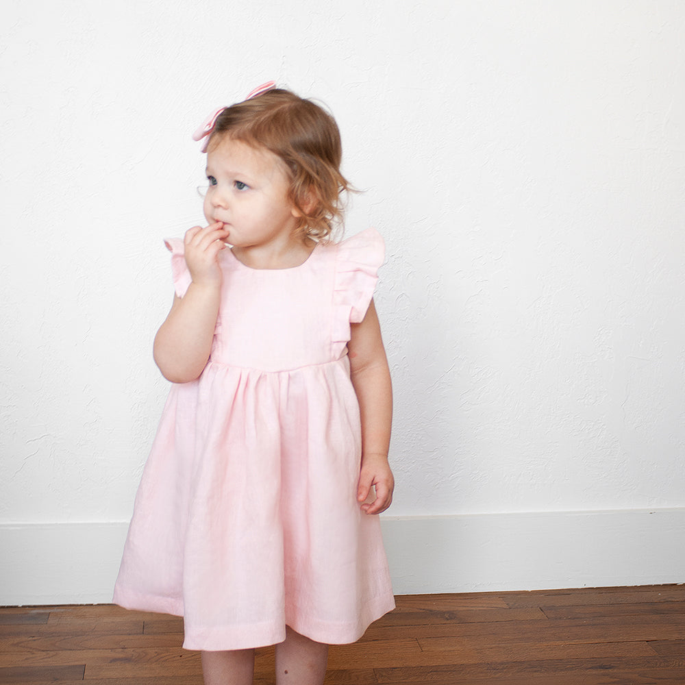 Flutter Dress | Linen in Dusty Pink