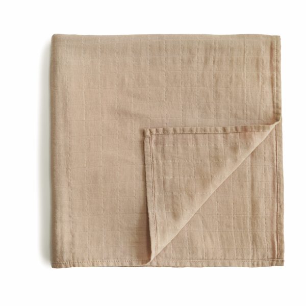 MUSLIN SWADDLE BLANKET ORGANIC COTTON (PALE TAUPE)