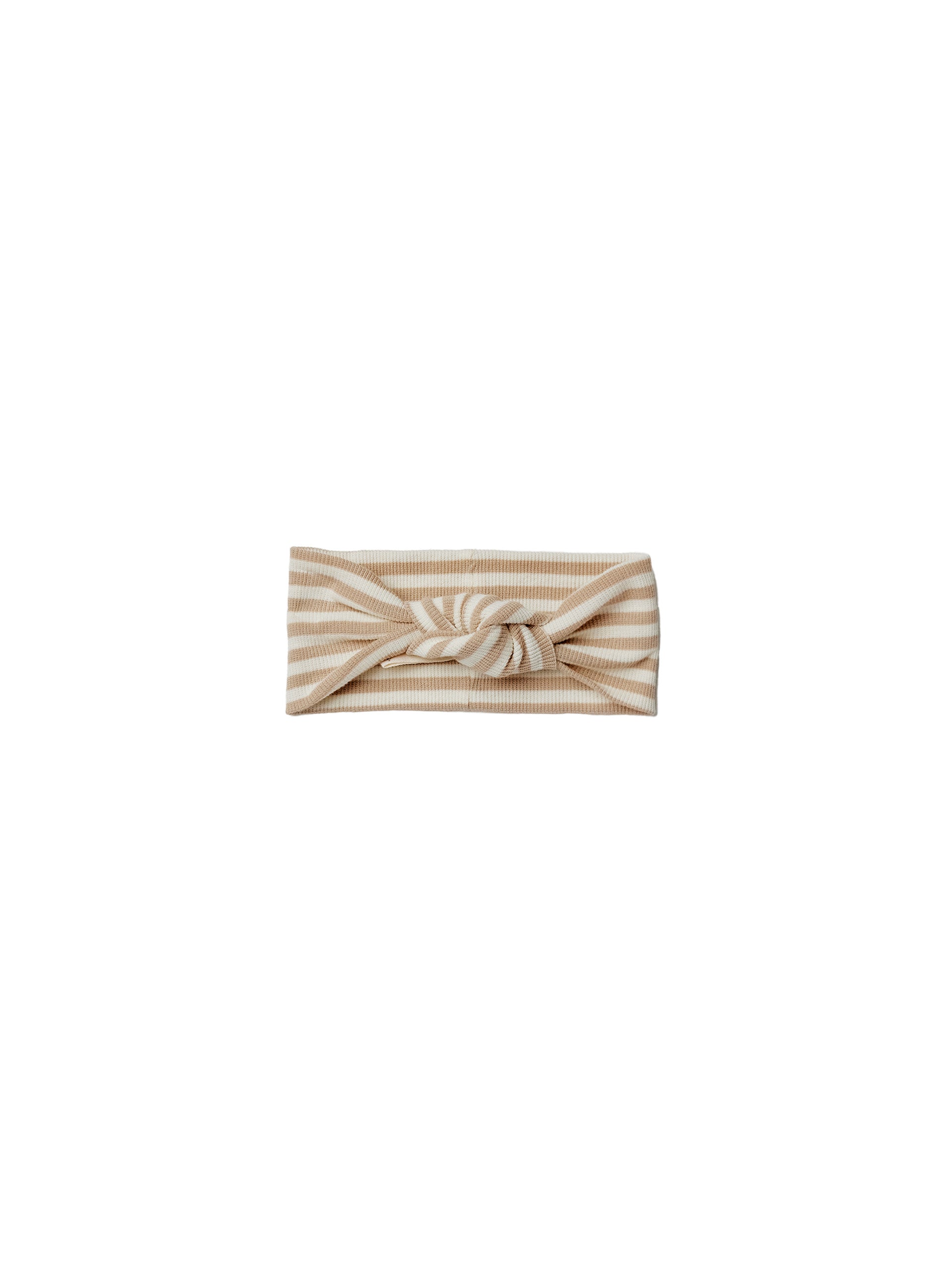 RIBBED KNOTTED HEADBAND | LATTE-STRIPE