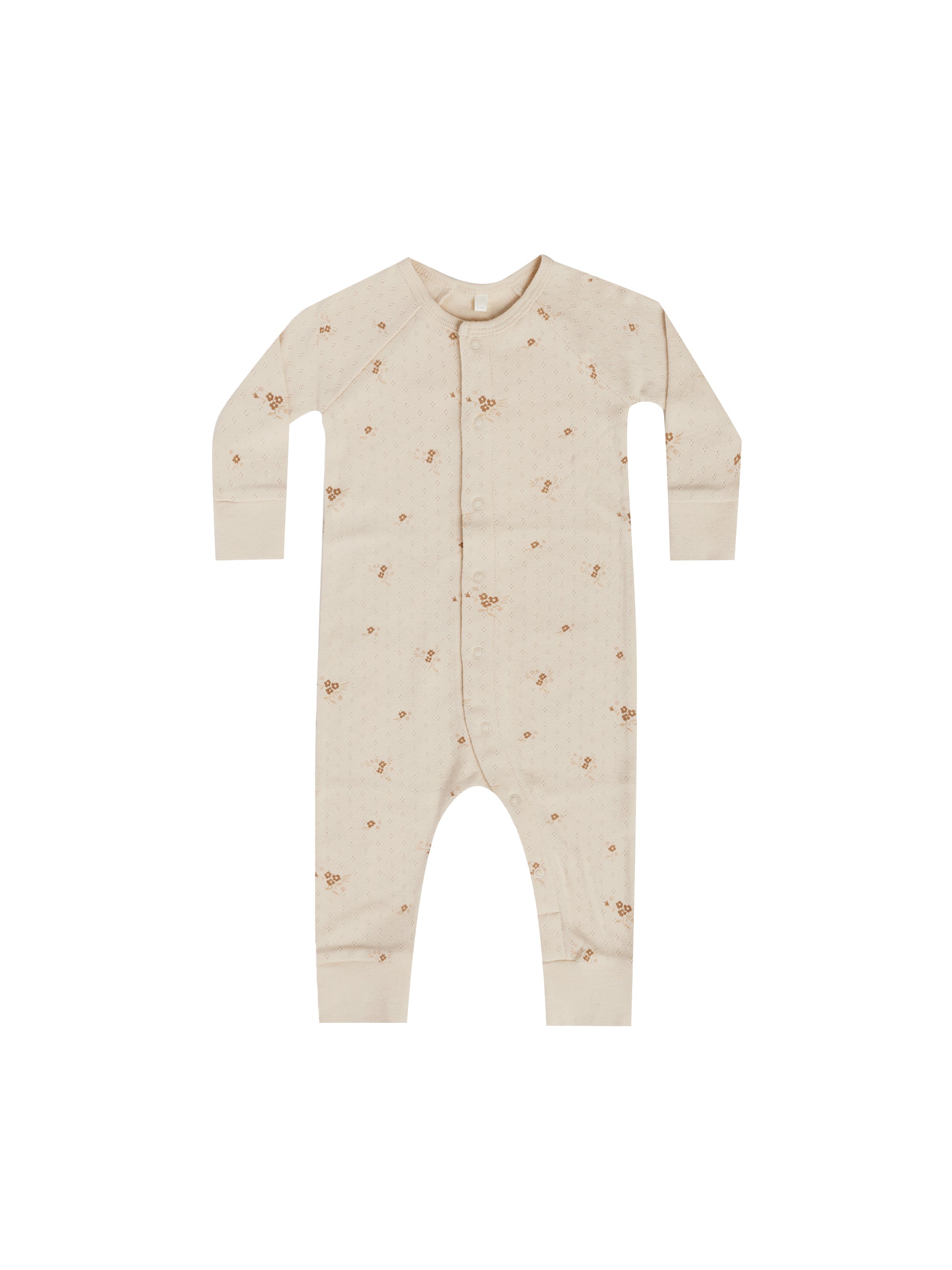 Pointelle Long Sleeve Romper | Ditsy-Clay - LAST ONE 6/12M