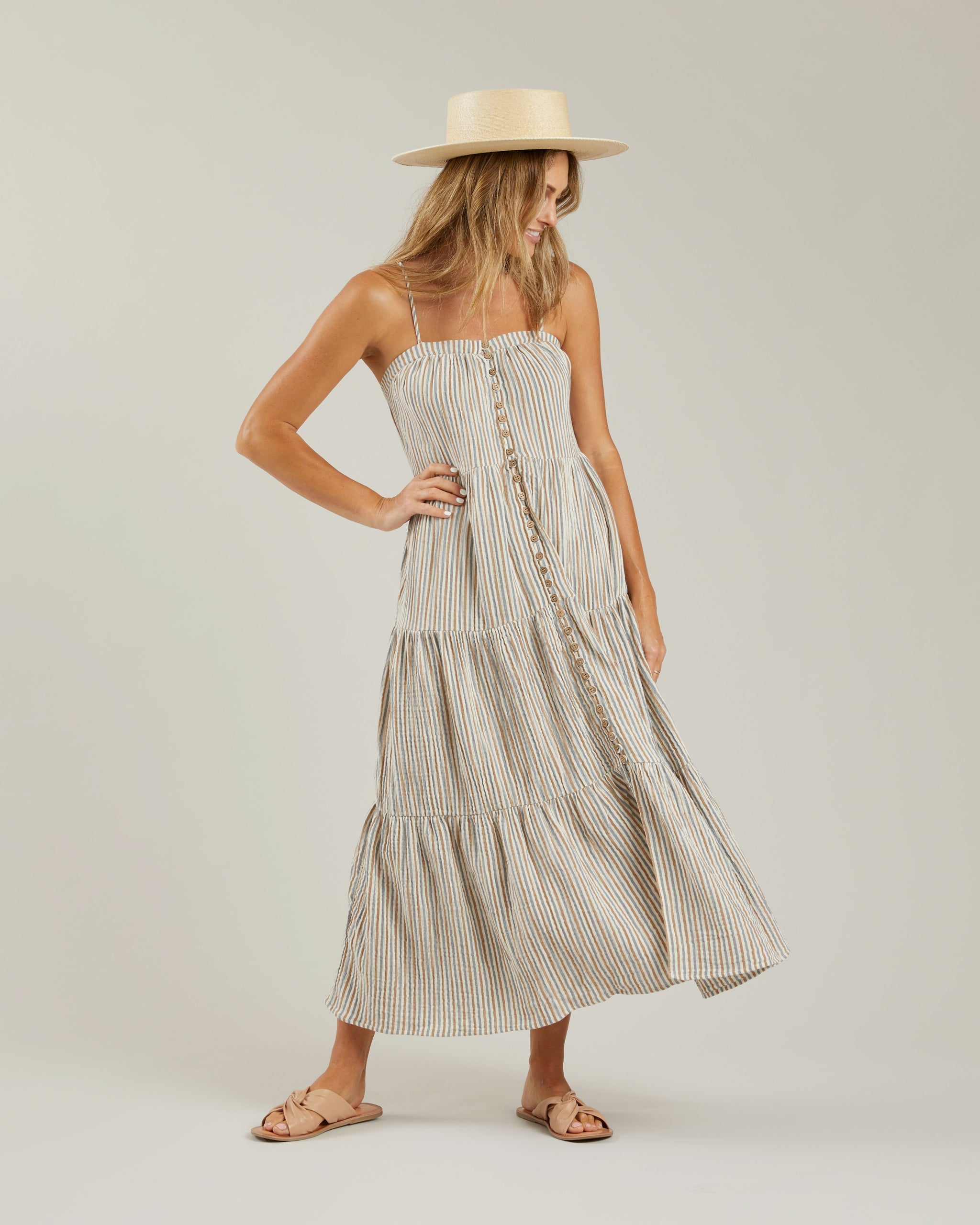 tiered maxi dress || nautical stripe - LAST ONE L