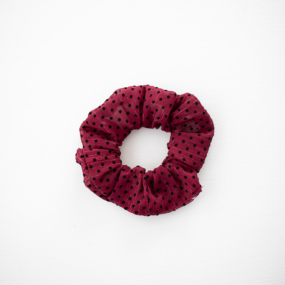 Scrunchies | Burgundy Polka Dot