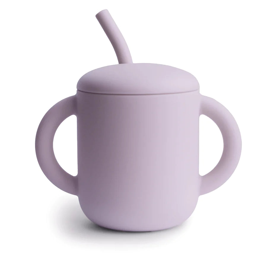 Silicone Training Cup + Straw | Soft Lilac