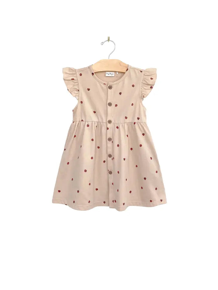 Button Up Dress | Ladybugs - LAST ONE 5Y