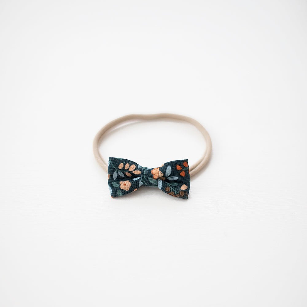 Autumn Floral (Navy) | Mini Bow