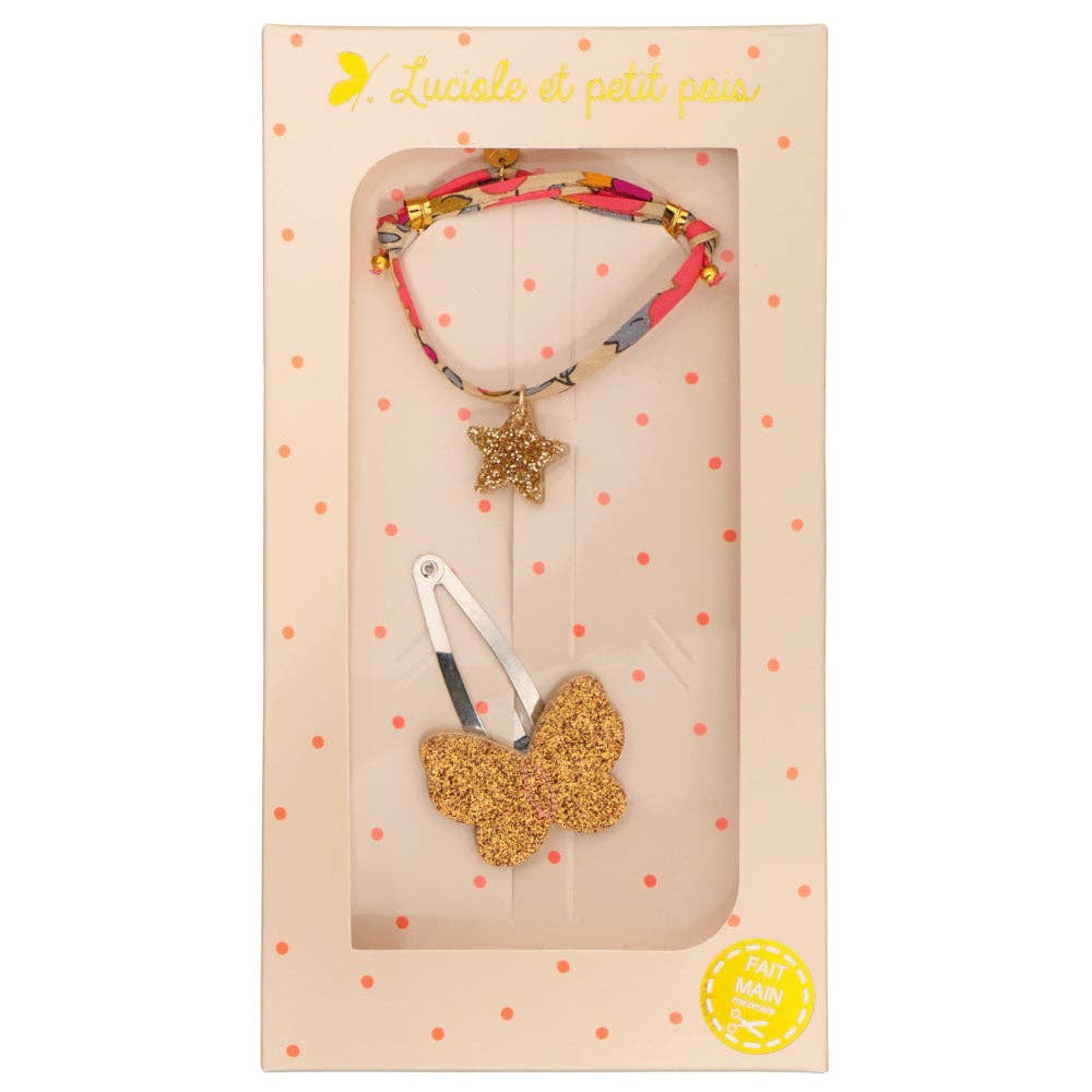 Barrette & Bracelet | Butterfly & Betsy Fluo Tea