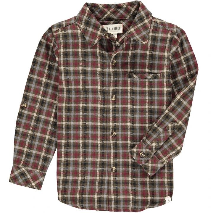 Brown/Beige Plaid Woven Shirt