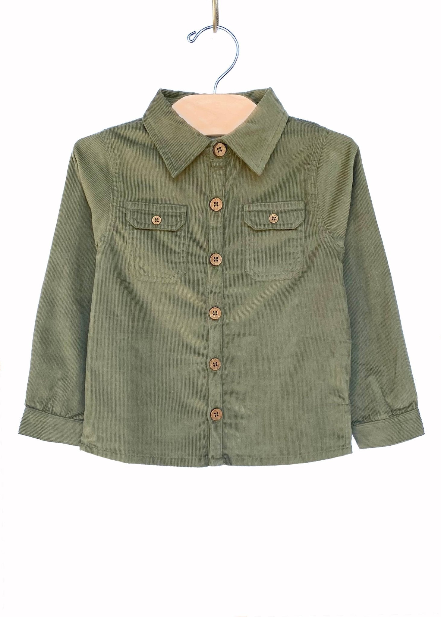 Corduroy Button Shirt | Olive - LAST ONE 2Y - Khanh
