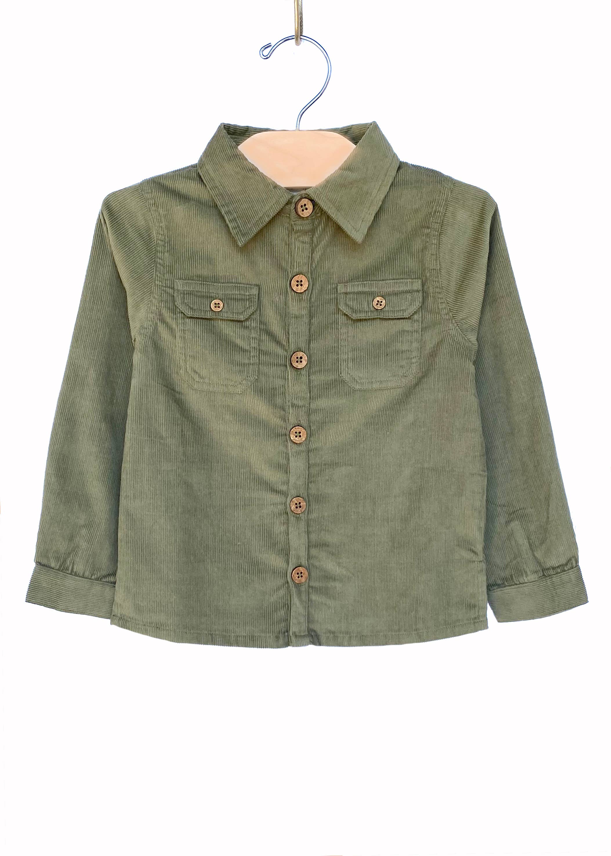 Corduroy Button Shirt- Olive