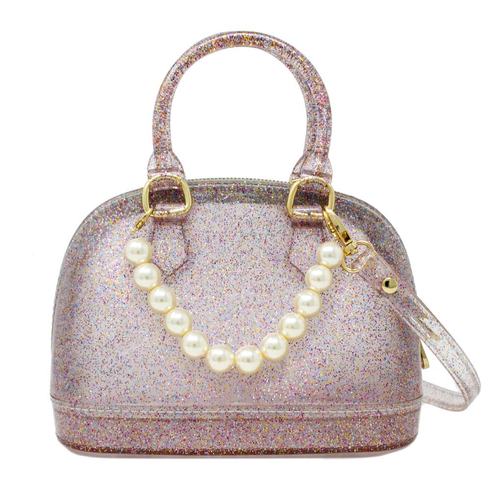 Jelly Bowling Crossbody Handbag with Pearls