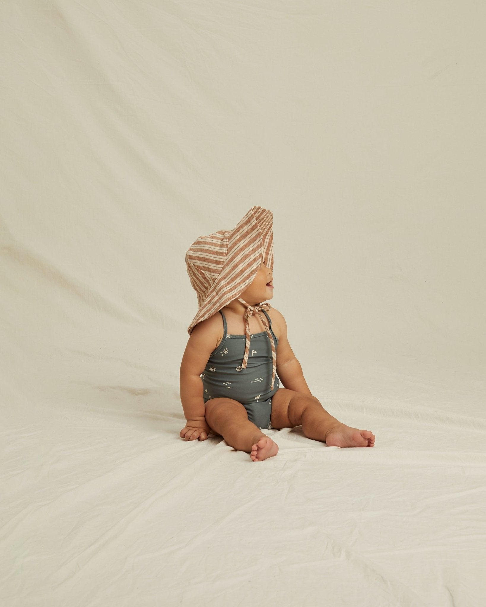 Floppy Sun Hat || Stone Stripe - LAST ONE 6 - 12M