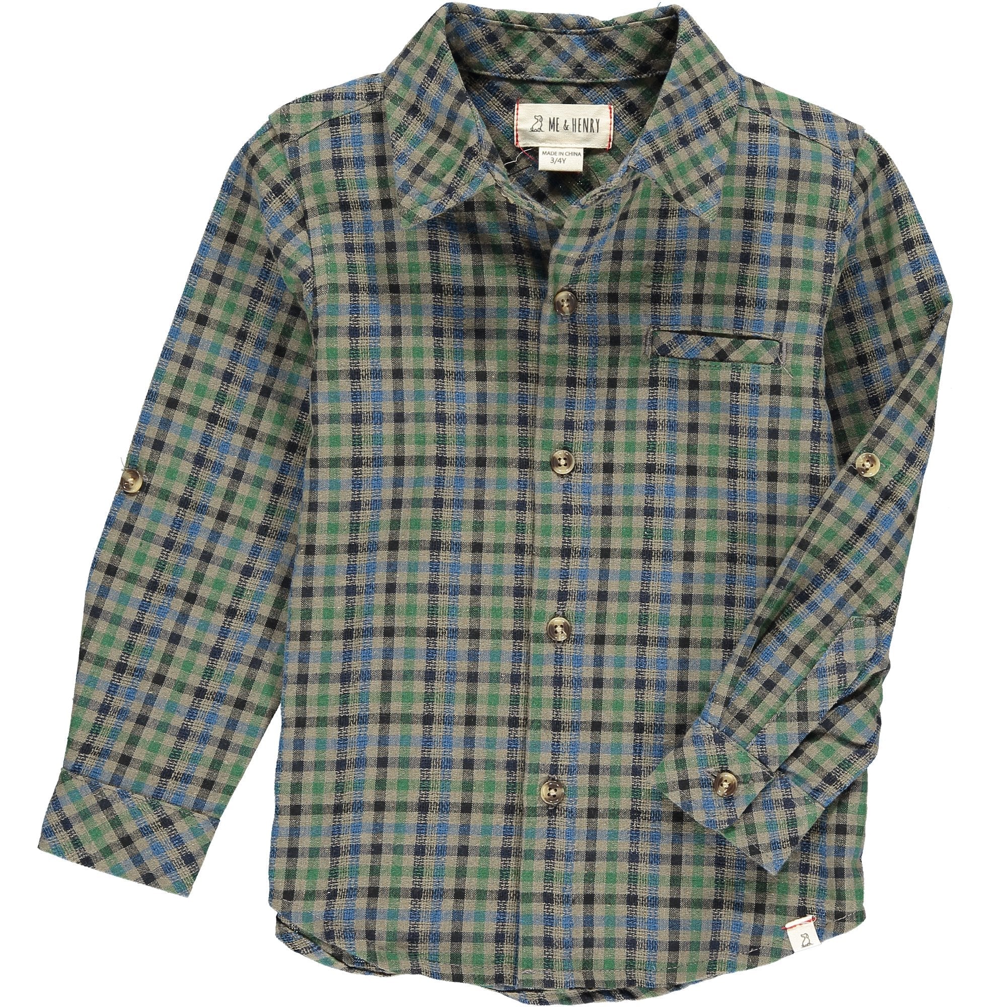 Green/navy/blue plaid Woven Shirt