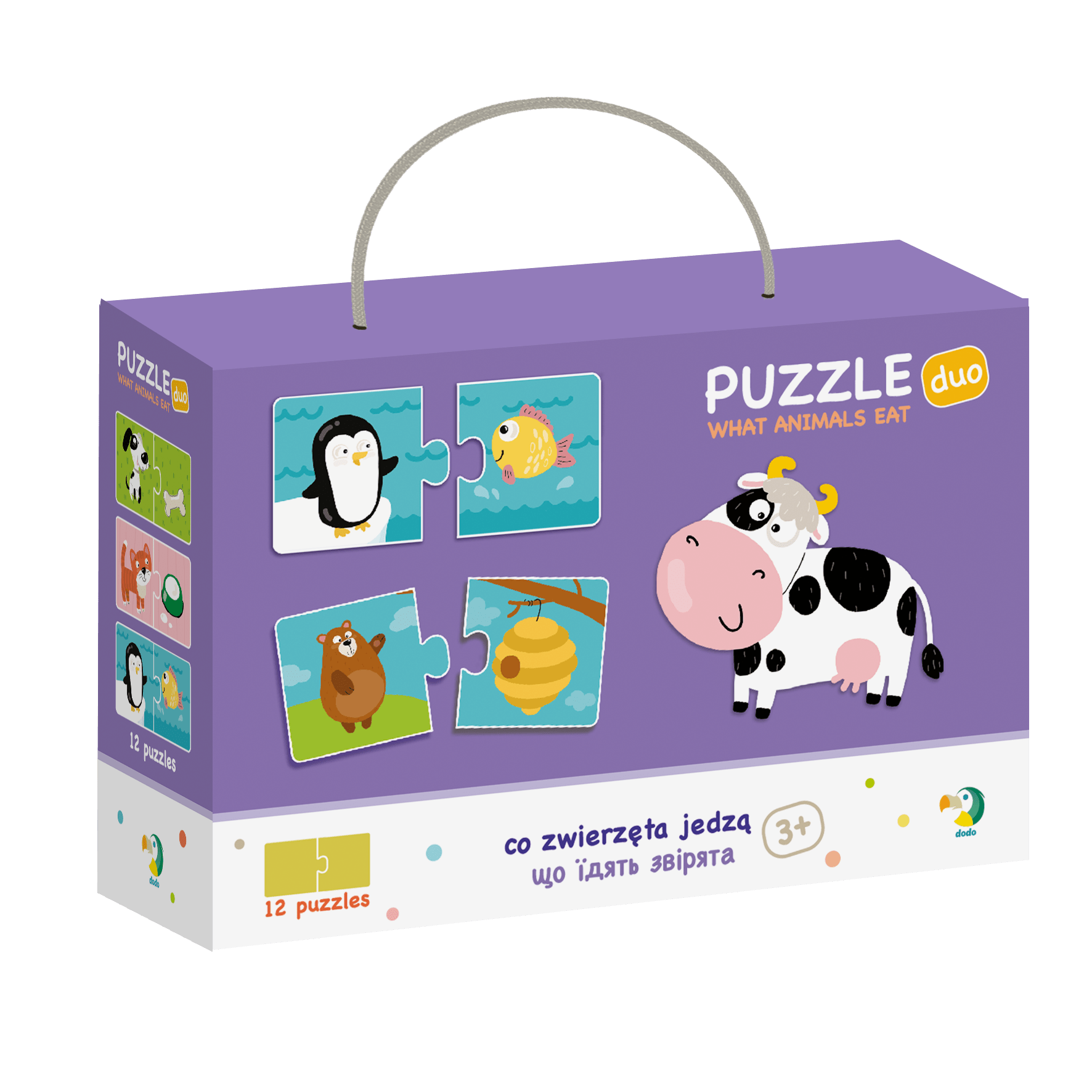 Jigsaw 2 Pieces Puzzle - What Animals Eat 12 Puzzles