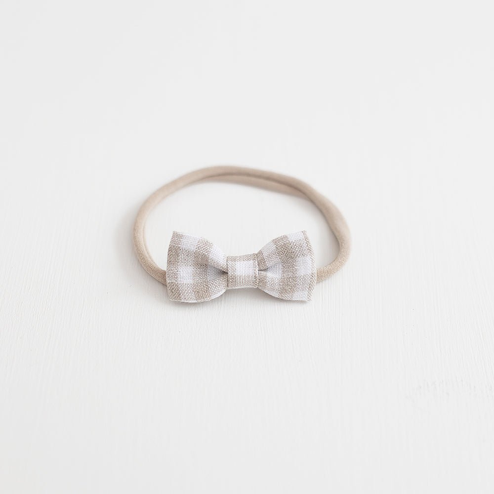 Khaki Check | Mini Bow