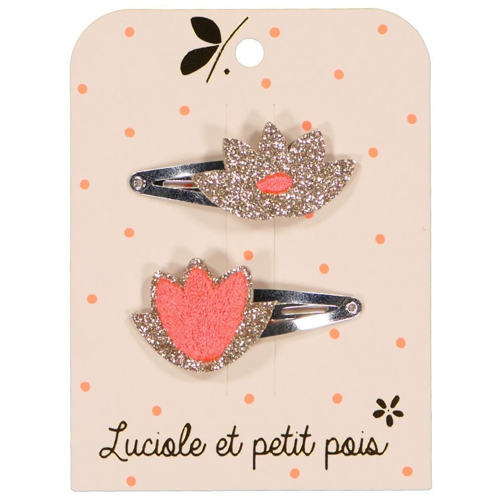Lotus flower hair clip - Neon orange