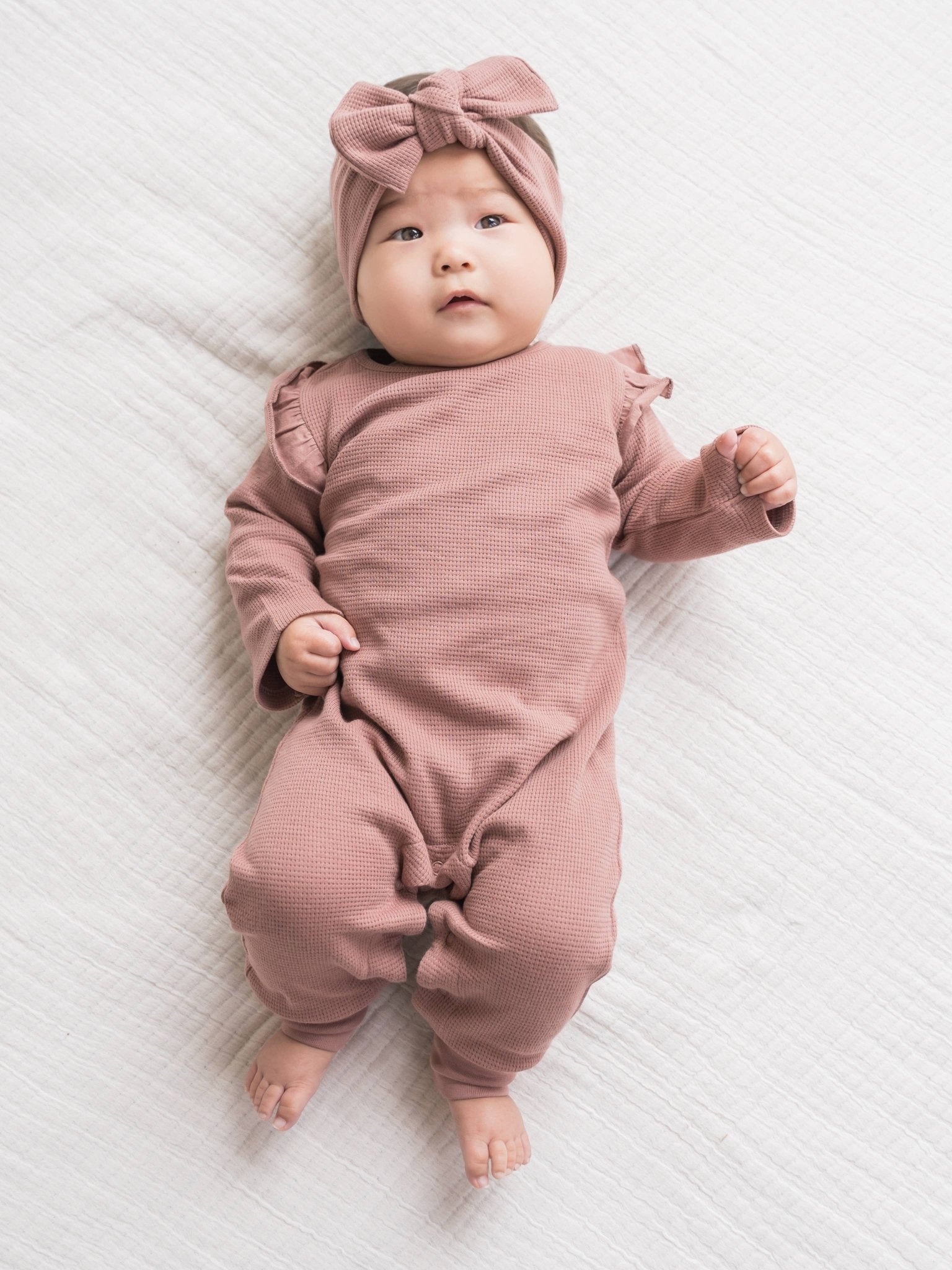 Mila Waffle Knit Flutter Sleeve Romper | Rouge - LAST ONE 12/18M