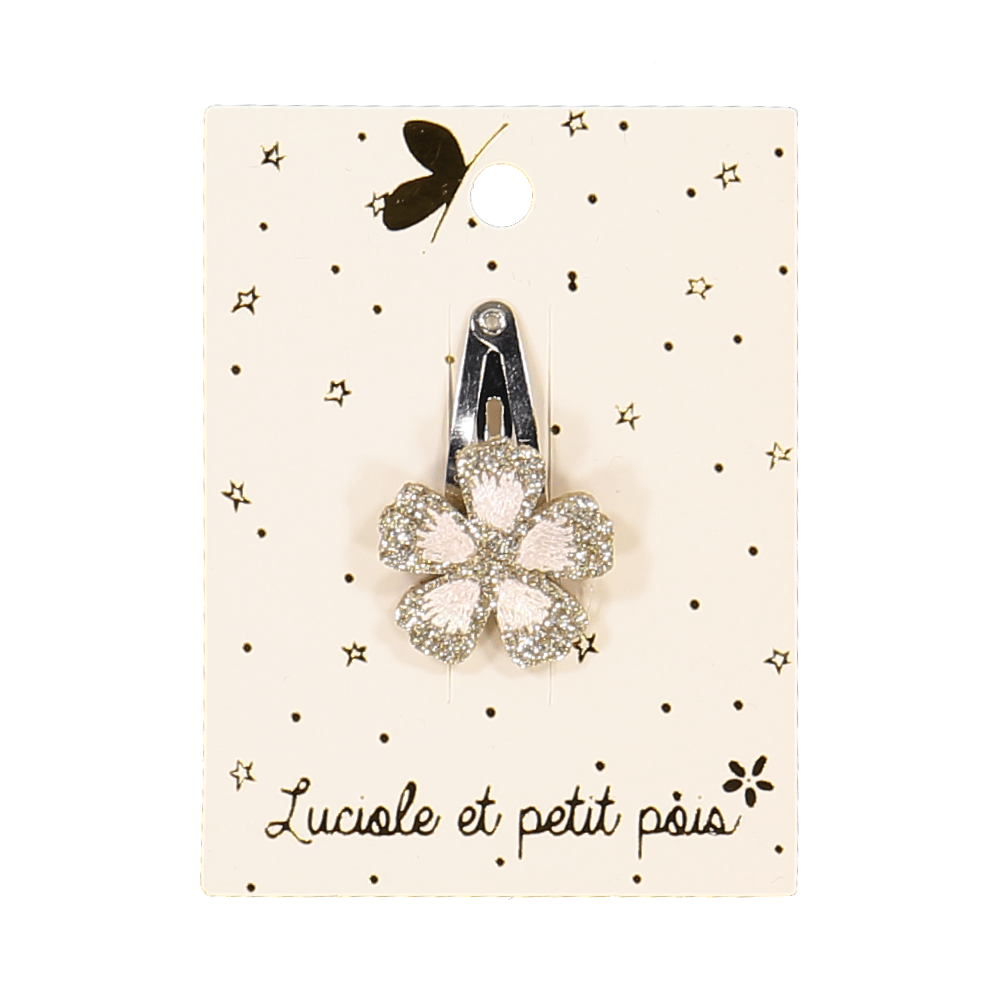 Mini flower hair clip - Gold glitter