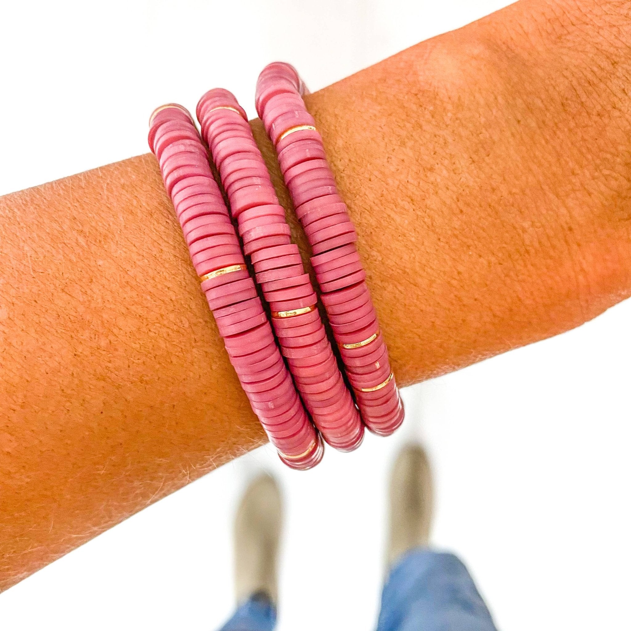 Mute Raspberry Heishi Bracelet - Khanh