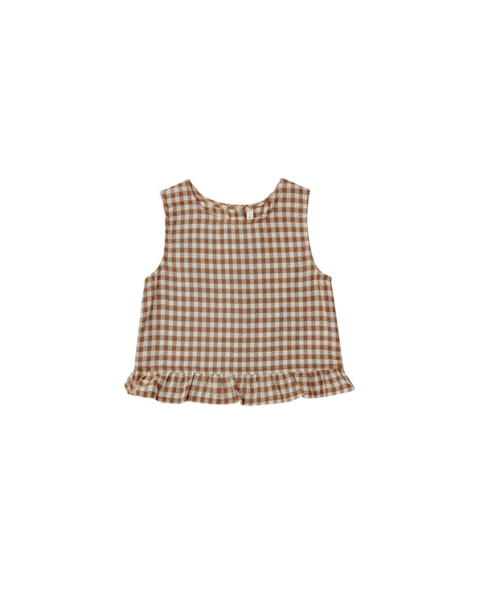 Oceanside Top || Camel Gingham - LAST ONE 8/9Y