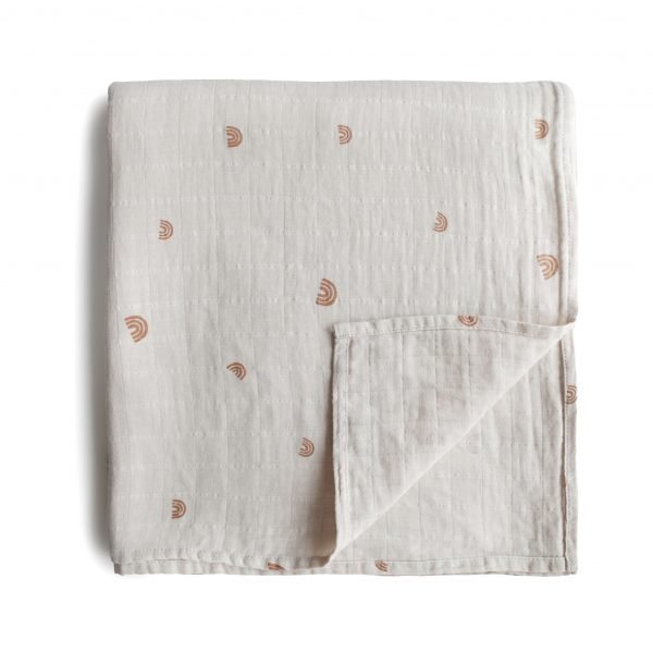 Organic Cotton Muslin Swaddle Blanket | Rainbows