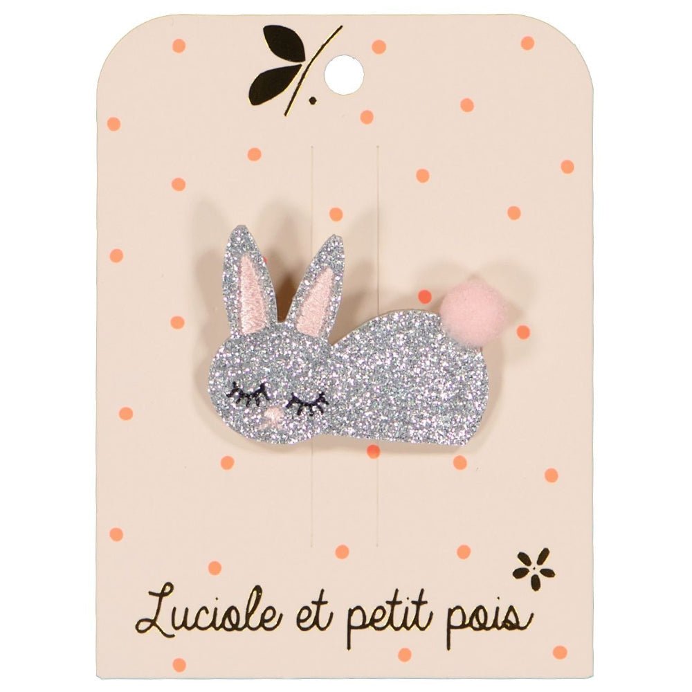 Rabbit hair clip - Silver glitter