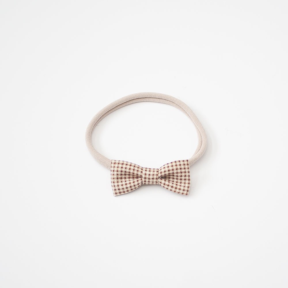 Rose Brown Gingham | Mini Bow