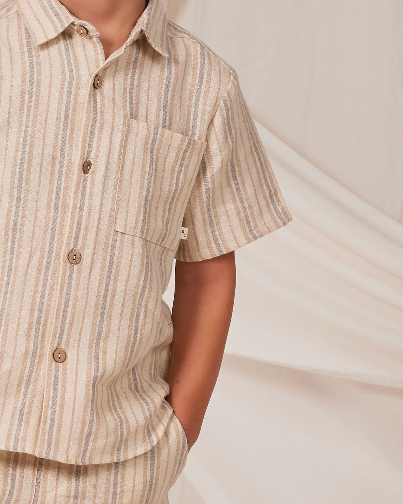 Short Sleeve Shirt || Rustic Stripe - LAST ONE 10/12Y