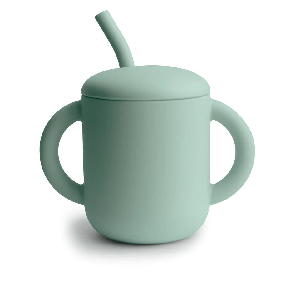 Silicone Training Cup + Straw | Cambridge Blue