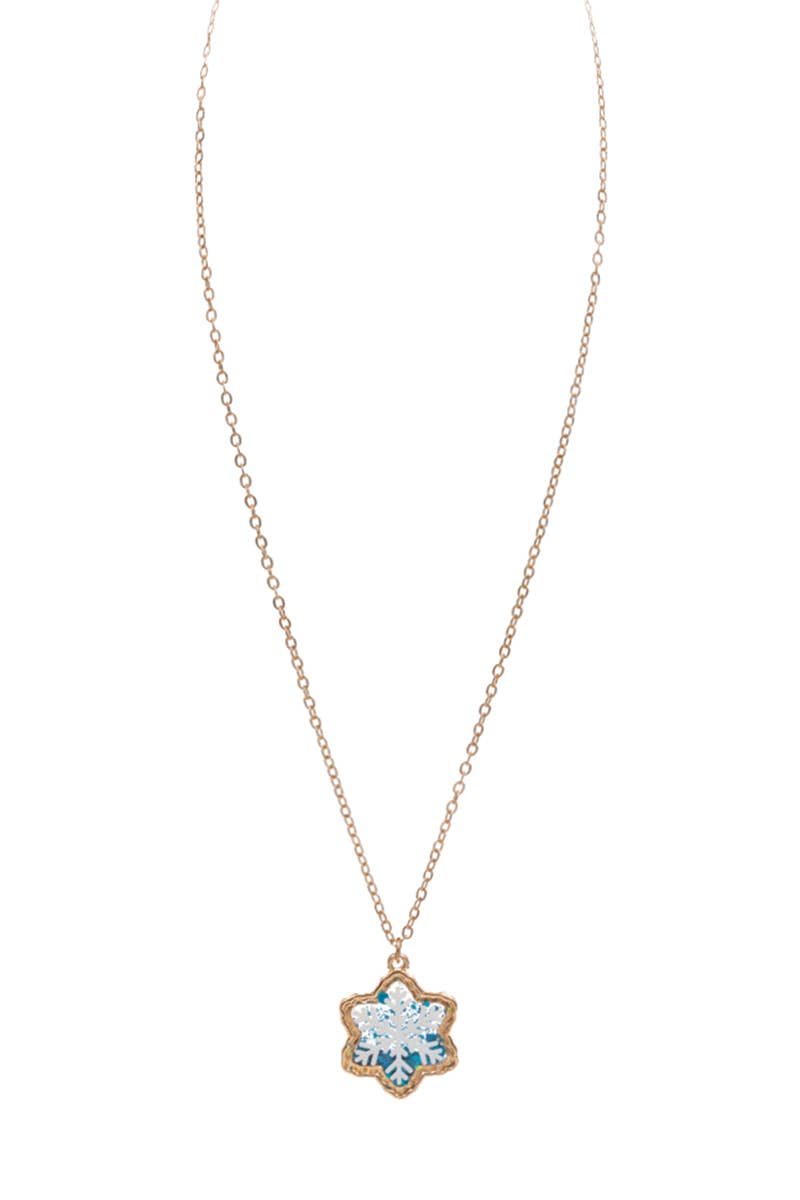 Snow Flake Glitter Shaker Necklace