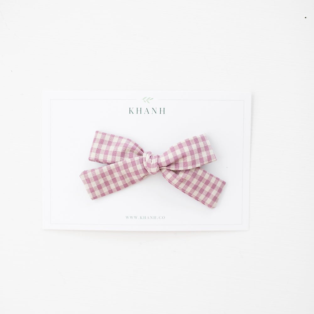 Violet Check | Medium Hand - Tied Bow